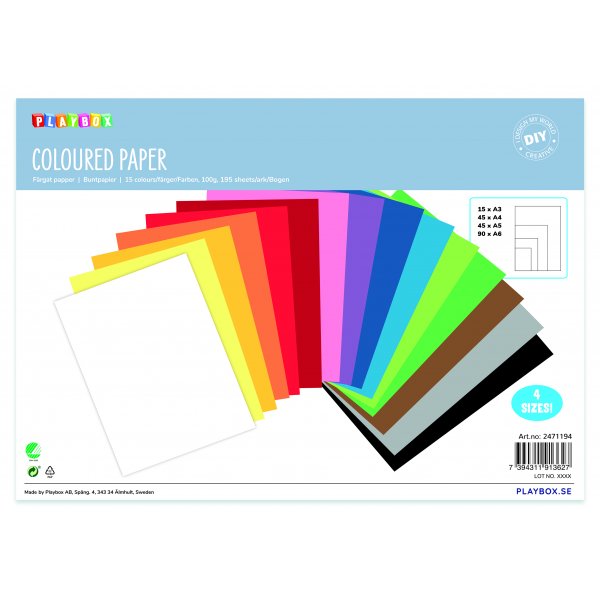 Farbiges Papier, 100 g, 195 Blatt Farbiges Papier, 100 g, 195 Blatt