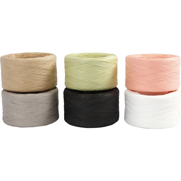Raffia-Papiergarn - gemischte Farben - 6 x 100 m Raffia-Papiergarn - gemischte Farben - 6 x 100 m