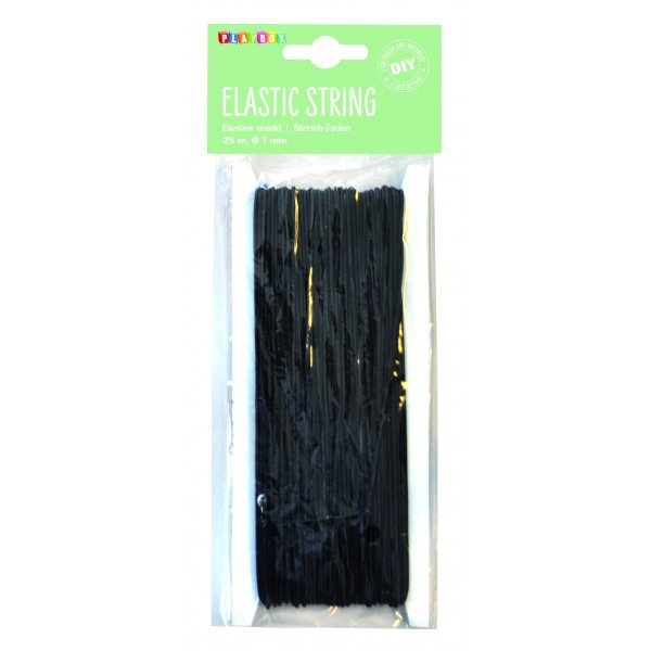 Elastische Kordel 1 mm - Schwarz - Mehrere Längen! Elastische Kordel 1 mm - Schwarz - Mehrere Längen!