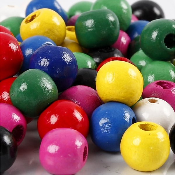 Holzperlen - rund - gemischte Farben - 22 g Holzperlen - rund - gemischte Farben - 22 g