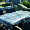 Kundenbild Wachstuch Blumen & Vogel - Blau