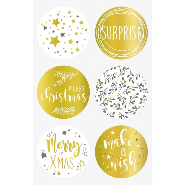 Aufkleber - Rund 4 cm - Weihnachtsgold