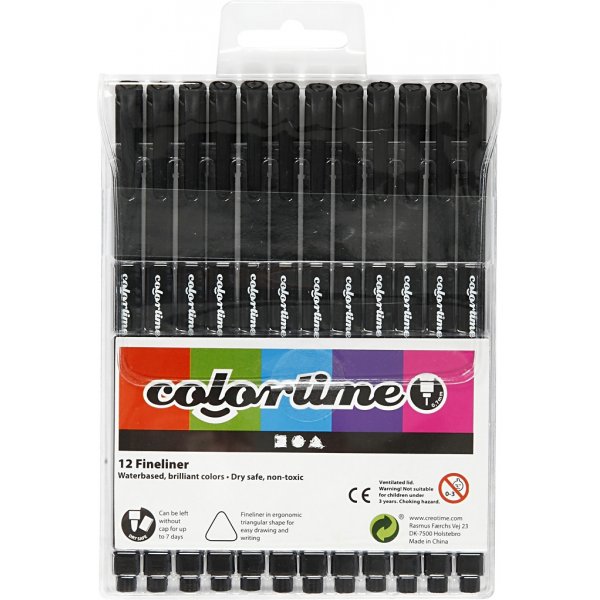 Colortime Fineliner Marker - schwarz - 12 Stk Colortime Fineliner Marker - schwarz - 12 Stk