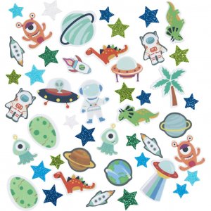 Schaumstoffaufkleber Stern UFO Dinosaurier 13-40 mm Blau/Grau 150 Stück Schaumstoffaufkleber Stern UFO Dinosaurier 13-40 mm Blau/Grau 150 Stück