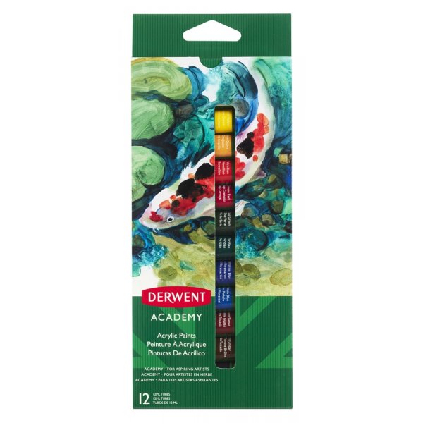 Derwent Academy Acrylfarbe 12 ml - 12 Farben