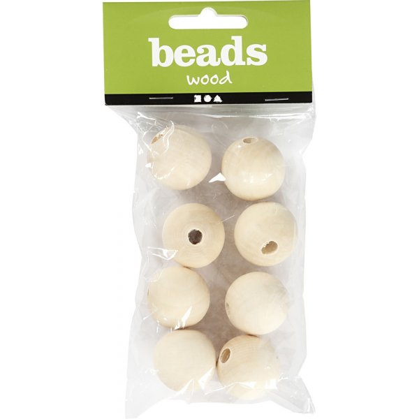 Holzperlen - Ø25 mm - 8 Stk Holzperlen - Ø25 mm - 8 Stk