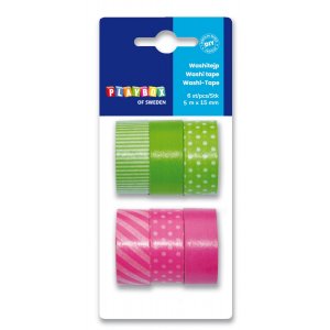 Washitape 6er-Pack grün rosa Washitape 6er-Pack grün rosa