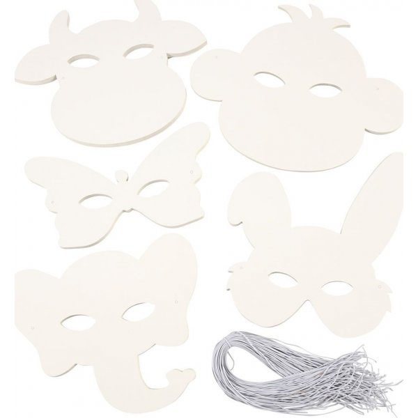Pappmasken - wei - Tiermotiv - 100 Stk