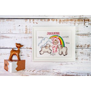 Stickset Geburtshoroskop - Mädchen mit Regenbogen Stickset Geburtshoroskop - Mädchen mit Regenbogen