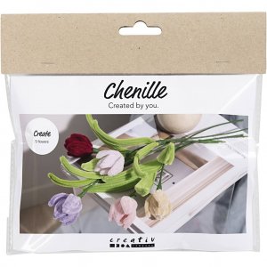 Mini-Bastelset mit Pfeifenreinigerblumen - Tulpen in verschiedenen Farben Mini-Bastelset mit Pfeifenreinigerblumen - Tulpen in verschiedenen Farben