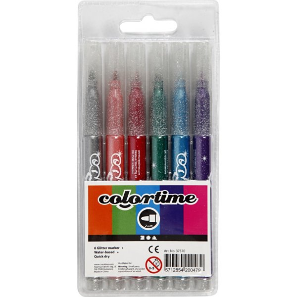 Colortime Glitzermarker - gemischte Farben - 2 mm - 6 Stk Colortime Glitzermarker - gemischte Farben - 2 mm - 6 Stk