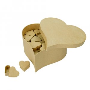Eschen-Ladendisplay 25 x 25 x 12 cm - 51 Teile Herz Eschen-Ladendisplay 25 x 25 x 12 cm - 51 Teile Herz