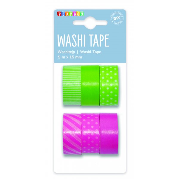 Washitape 6er-Pack gr�n rosa