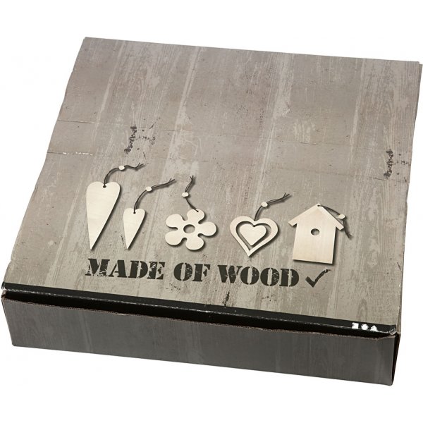 Holzdekorationen 5 verschiedene Designs - 100 Stück Holzdekorationen 5 verschiedene Designs - 100 Stück