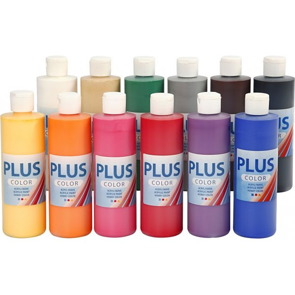 Plus Color Hobbyfarbe - Standardfarben - 12 x 250 ml Plus Color Hobbyfarbe - Standardfarben - 12 x 250 ml