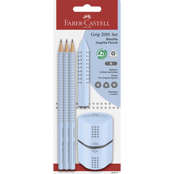 Stiftset - Faber-Castell - Grip 2001 - Himmelblau
