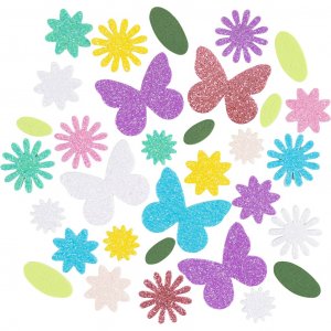 Schaumstoffaufkleber Schmetterling Blume Blatt 9-43 mm Pastellfarben 120 Stück Schaumstoffaufkleber Schmetterling Blume Blatt 9-43 mm Pastellfarben 120 Stück