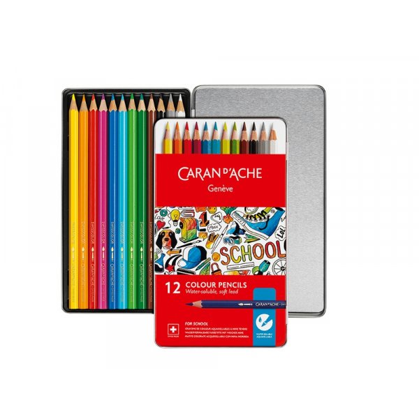 Schulset Caran d'Ache Wasserlsliche Buntstifte Metallic - 12 Farben
