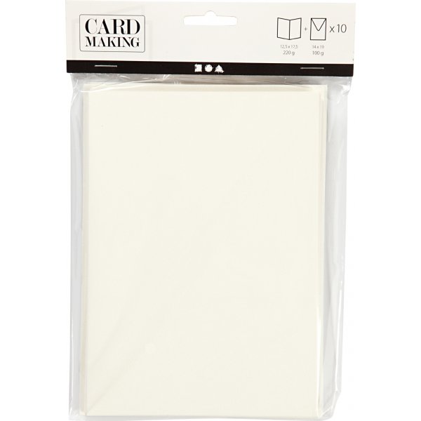 Postkarte mit Umschlag - gebrochenes Weiß - 12,5 x 17,5 cm - 10 Stk Postkarte mit Umschlag - gebrochenes Weiß - 12,5 x 17,5 cm - 10 Stk