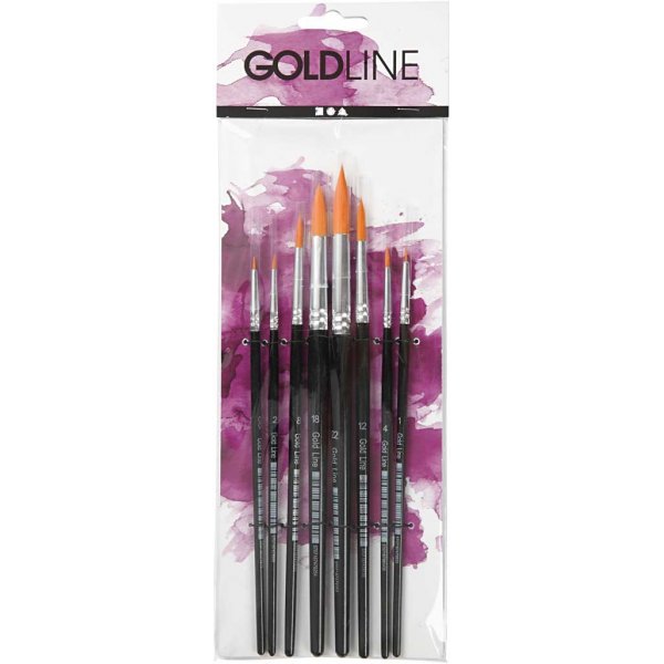 Gold Line Pinsel - Nr. 0+1+2+4+8+12+18+22 - rund - 8 Stk Gold Line Pinsel - Nr. 0+1+2+4+8+12+18+22 - rund - 8 Stk