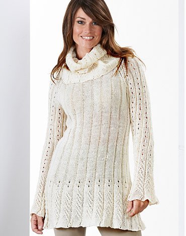 Strickmuster - Spitzenstrick-Tunika mit lockerem Kragen Strickmuster - Spitzenstrick-Tunika mit lockerem Kragen