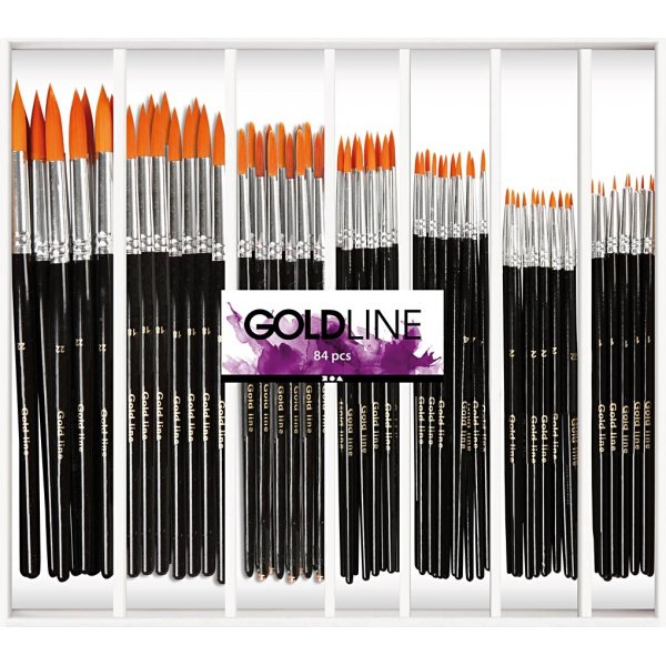 Gold Line Pinsel - Nr. 1+2+4+8+12+18+22 - rund - 7 x 12 Stk Gold Line Pinsel - Nr. 1+2+4+8+12+18+22 - rund - 7 x 12 Stk