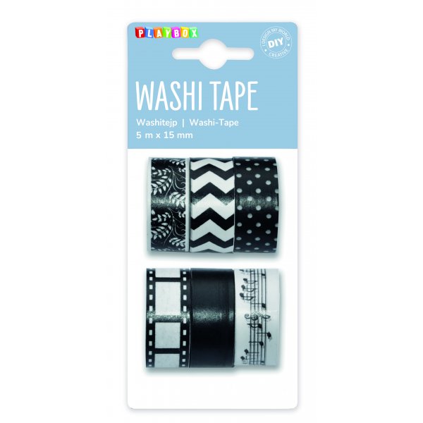 Washitape 6er-Pack schwarz