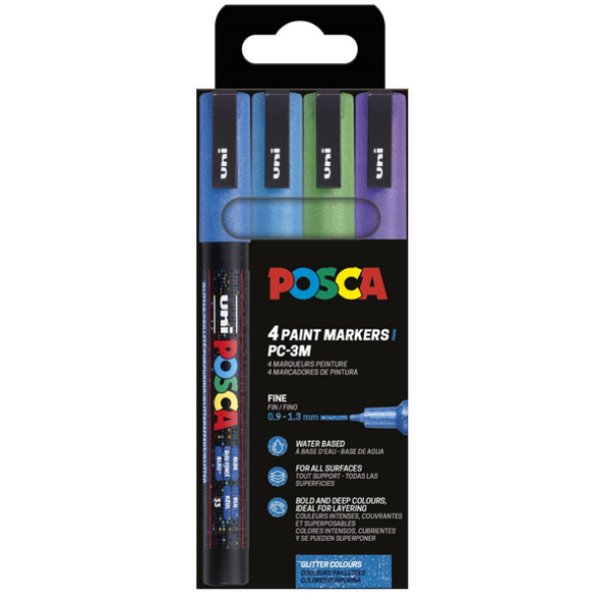 Poscaset PC-3M Glitter Cold Tones - 4 Stifte Poscaset PC-3M Glitter Cold Tones - 4 Stifte