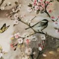 Kundenbild Wachstuch Blumen & Vogel - Grau