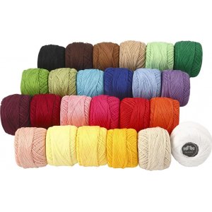 Mercerisiertes Baumwollgarn - gemischte Farben - 24 x 20 g Mercerisiertes Baumwollgarn - gemischte Farben - 24 x 20 g