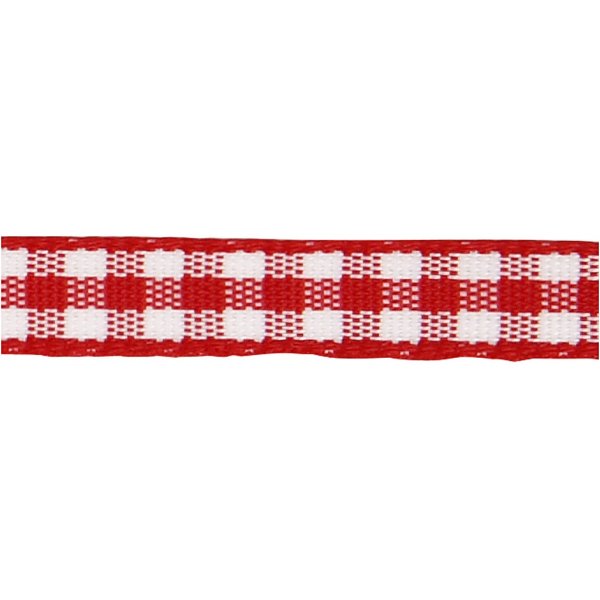 Kariertes Band - rot/weiß - 50 m Kariertes Band - rot/weiß - 50 m