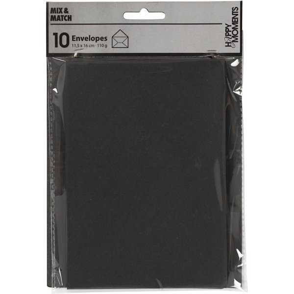 Umschlag - schwarz - 11,5 x 16 cm - 10 Stk Umschlag - schwarz - 11,5 x 16 cm - 10 Stk
