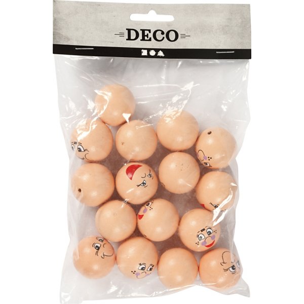 Gesichter - Elfenbein - Ø30 mm - 16 Stk Gesichter - Elfenbein - Ø30 mm - 16 Stk