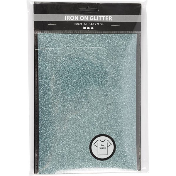 Bügelstoff - gemischte Farben - Glitzer - A5 - 6 Blatt Bügelstoff - gemischte Farben - Glitzer - A5 - 6 Blatt