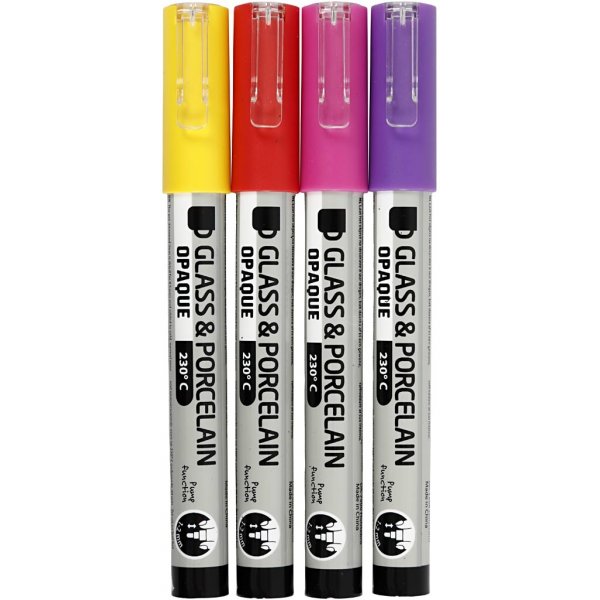 Glas- und Porzellanmarker - Orange - Lila - Hellrot - Gelb - Halbdeckend - 1-2 mm - 4 Stk Glas- und Porzellanmarker - Orange - Lila - Hellrot - Gelb - Halbdeckend - 1-2 mm - 4 Stk