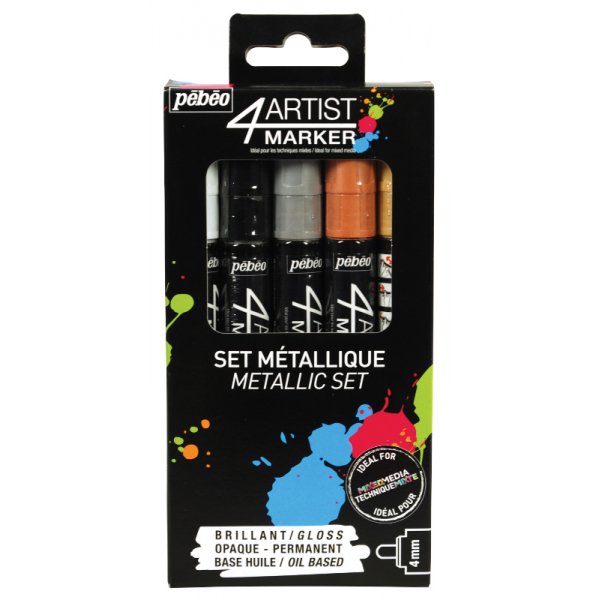 lbasierter Marker - Pebeo 4Artist - Markerset 5x4mm Metall