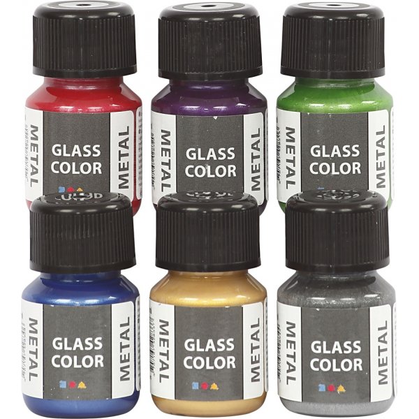 Glasfarbe Metall - Mischfarben - 6 x 30 ml Glasfarbe Metall - Mischfarben - 6 x 30 ml