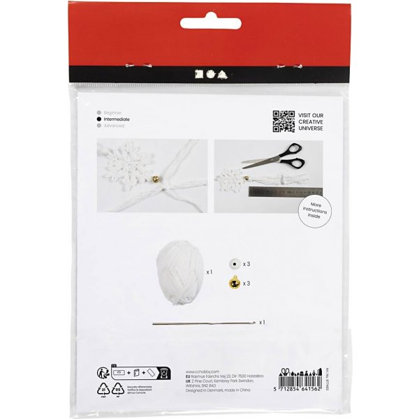 Mini DIY Kit Hkeln - wei - Schneeflocken