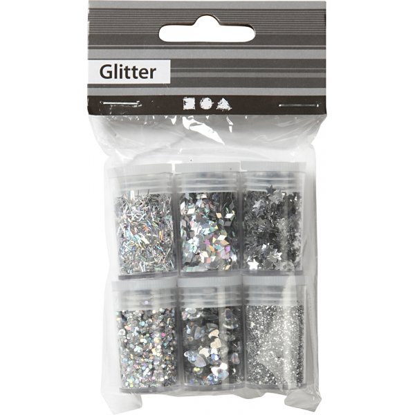 Glitzer und Pailletten - Silber - 6 x 5 g Glitzer und Pailletten - Silber - 6 x 5 g