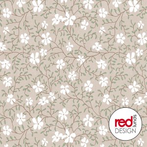 Wachstuch mit kleinem Blumenmuster - Leinen/Gr�n