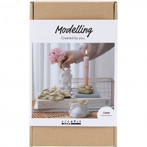 DIY-Set aus Modelliermasse: Vasen und Kerzenhalter in Beige, Elfenbein und Cremeweiß, 4 Stück DIY-Set aus Modelliermasse: Vasen und Kerzenhalter in Beige, Elfenbein und Cremeweiß, 4 Stück