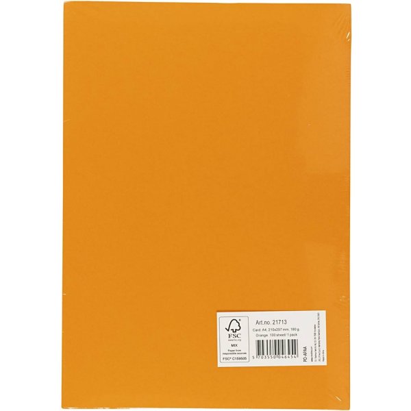 Farbiger Karton - Orange - A4 - 180 g - 100 Blatt Farbiger Karton - Orange - A4 - 180 g - 100 Blatt