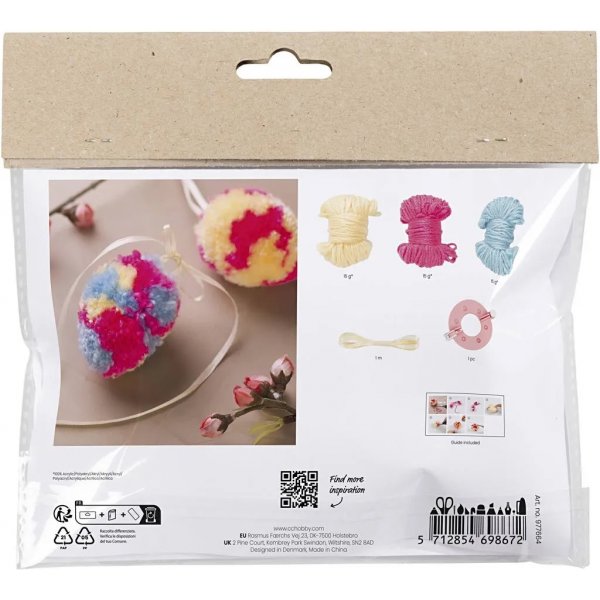 Mini DIY Kit Pompom, bunt, Ei Mini DIY Kit Pompom, bunt, Ei
