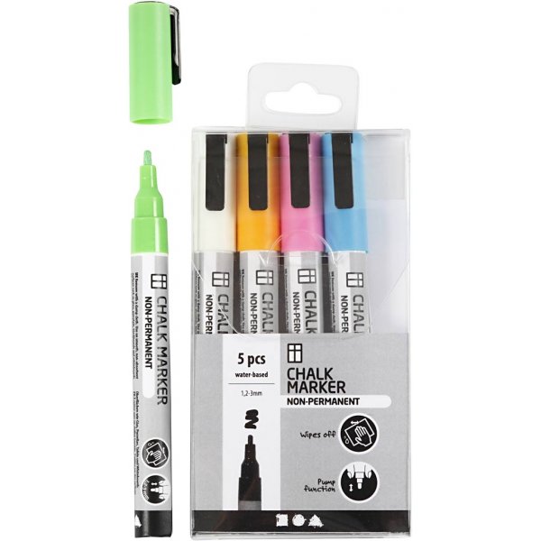 Kreidemarker - kräftige Farben - 5 Stk Kreidemarker - kräftige Farben - 5 Stk