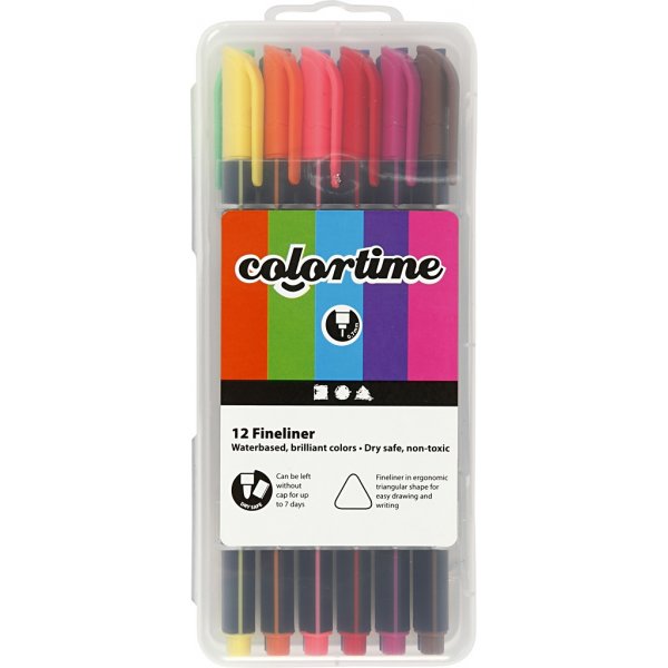 Colortime Fineliner Marker - gemischte Farben - 12 Stk Colortime Fineliner Marker - gemischte Farben - 12 Stk