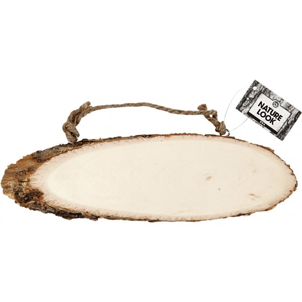 Türschild - schräg geschnittene Holzplatte mit Rindenkante Türschild - schräg geschnittene Holzplatte mit Rindenkante