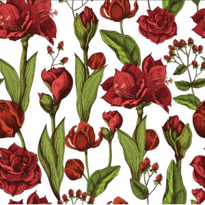 Gemusterter Jersey Amaryllis - Wei�