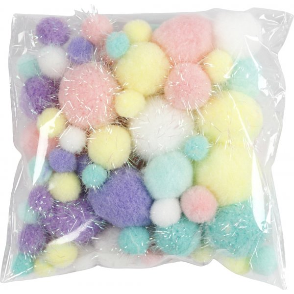 Pompons - Pastellfarben - Glitzer - 62 g Pompons - Pastellfarben - Glitzer - 62 g