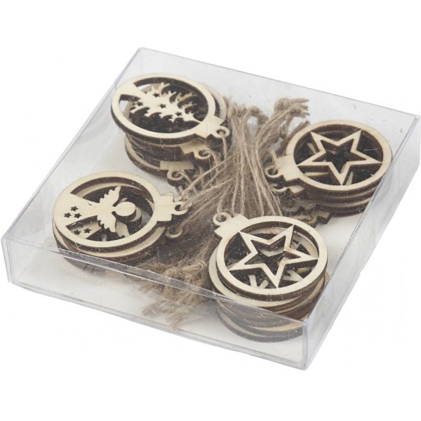 Holzornamente - Weihnachtsthema - 24 Stk Holzornamente - Weihnachtsthema - 24 Stk