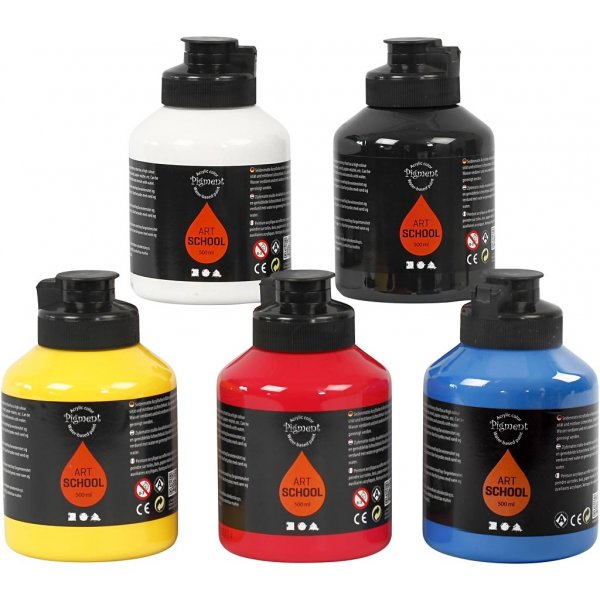 Pigment Art School - Primärfarben - seidenmatt - 5 x 500 ml Pigment Art School - Primärfarben - seidenmatt - 5 x 500 ml